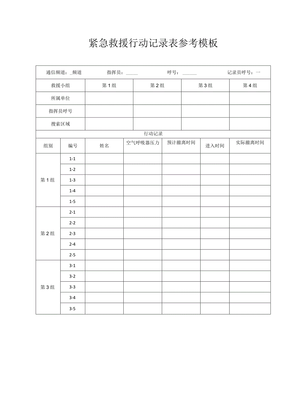 紧急救援行动记录表参考模板.docx_第1页