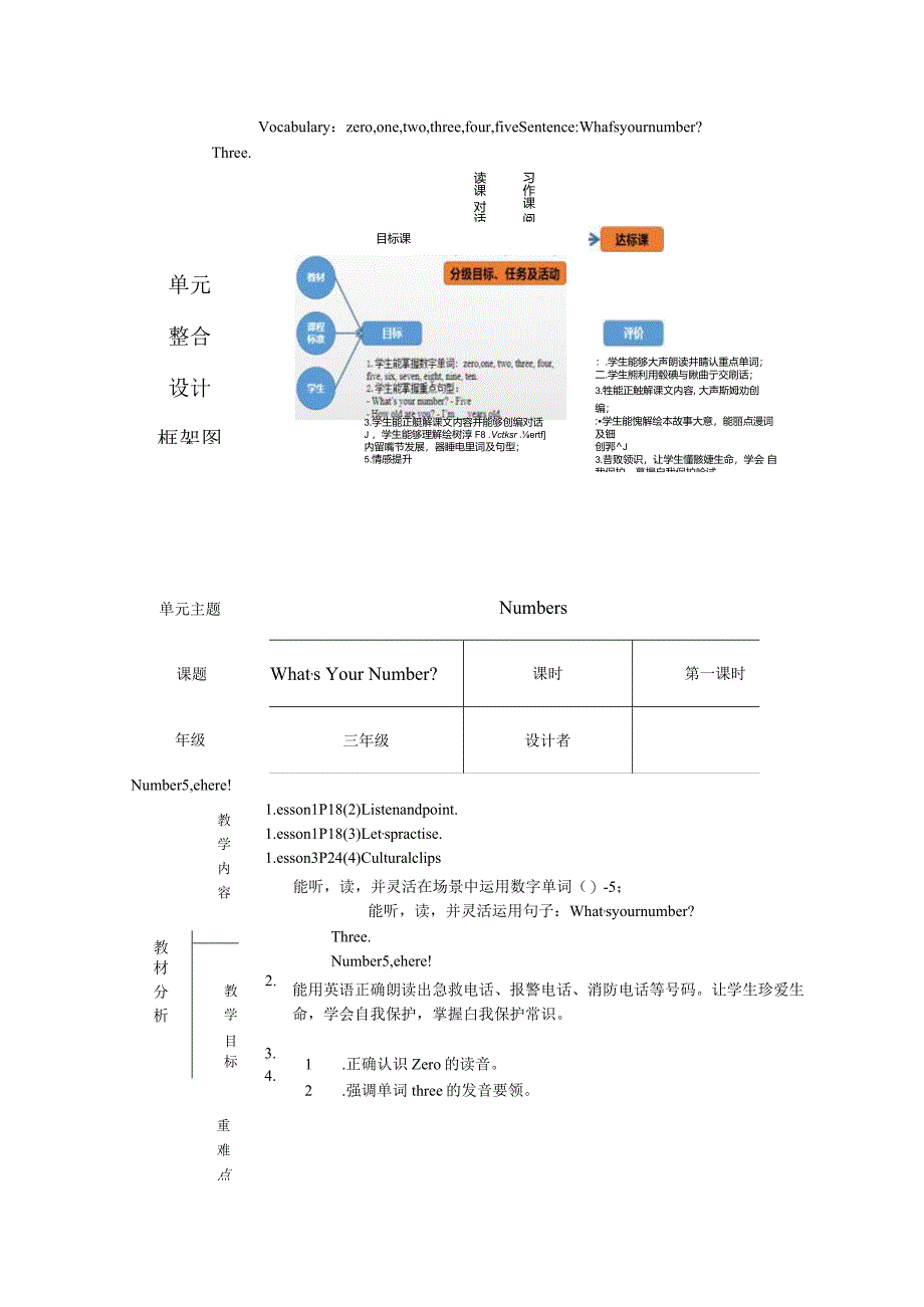 重大版三年级上册Unit3 What's your number大单元整体教学设计.docx_第2页