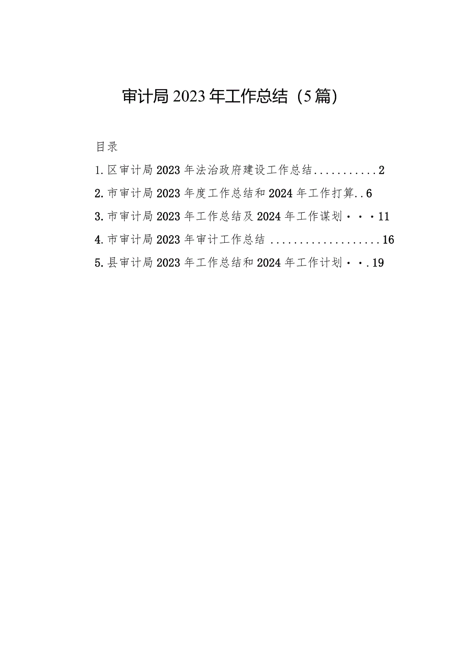 2023年工作总结（审计局）（5篇）.docx_第1页