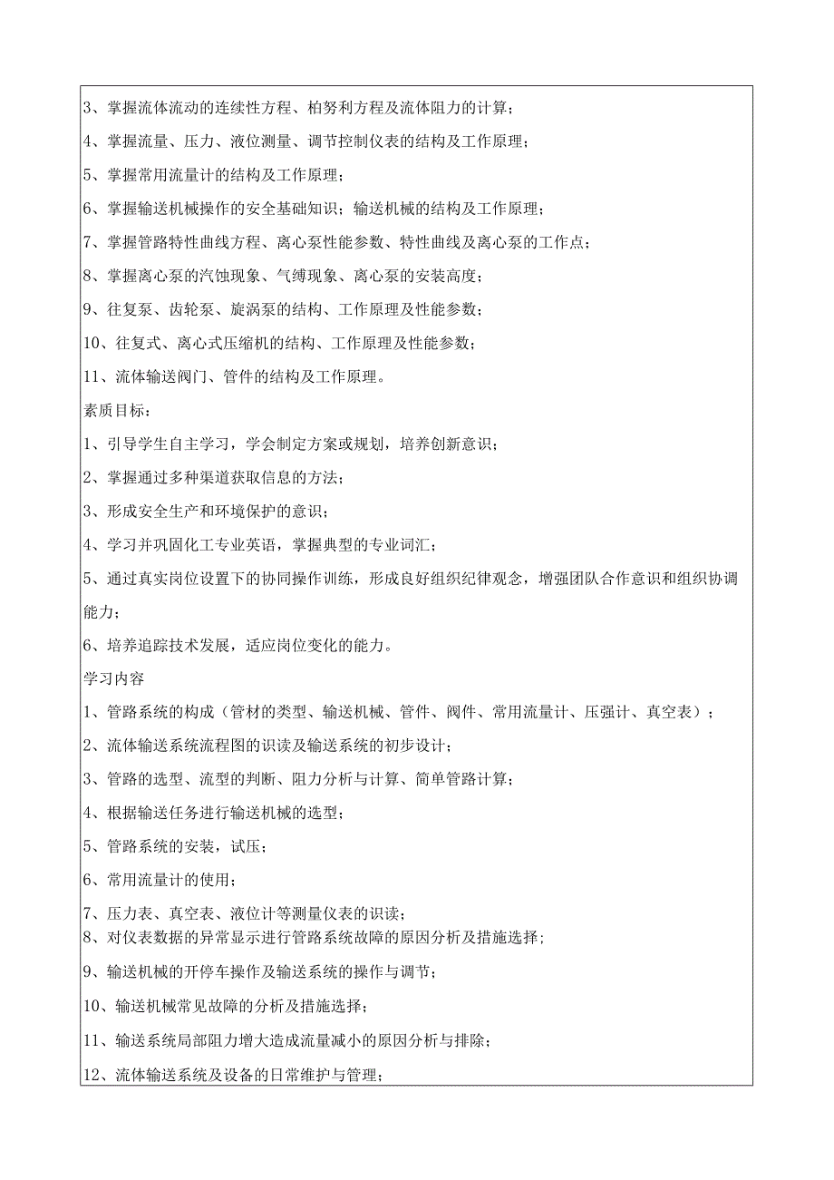 《流体输送设备操作与控制》课程标准.docx_第2页