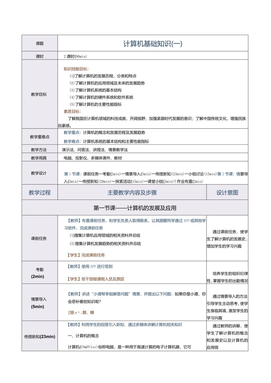 《计算机应用基础（Win10+Office 2016）》教案 第1 课 计算机基础知识（一）.docx_第2页