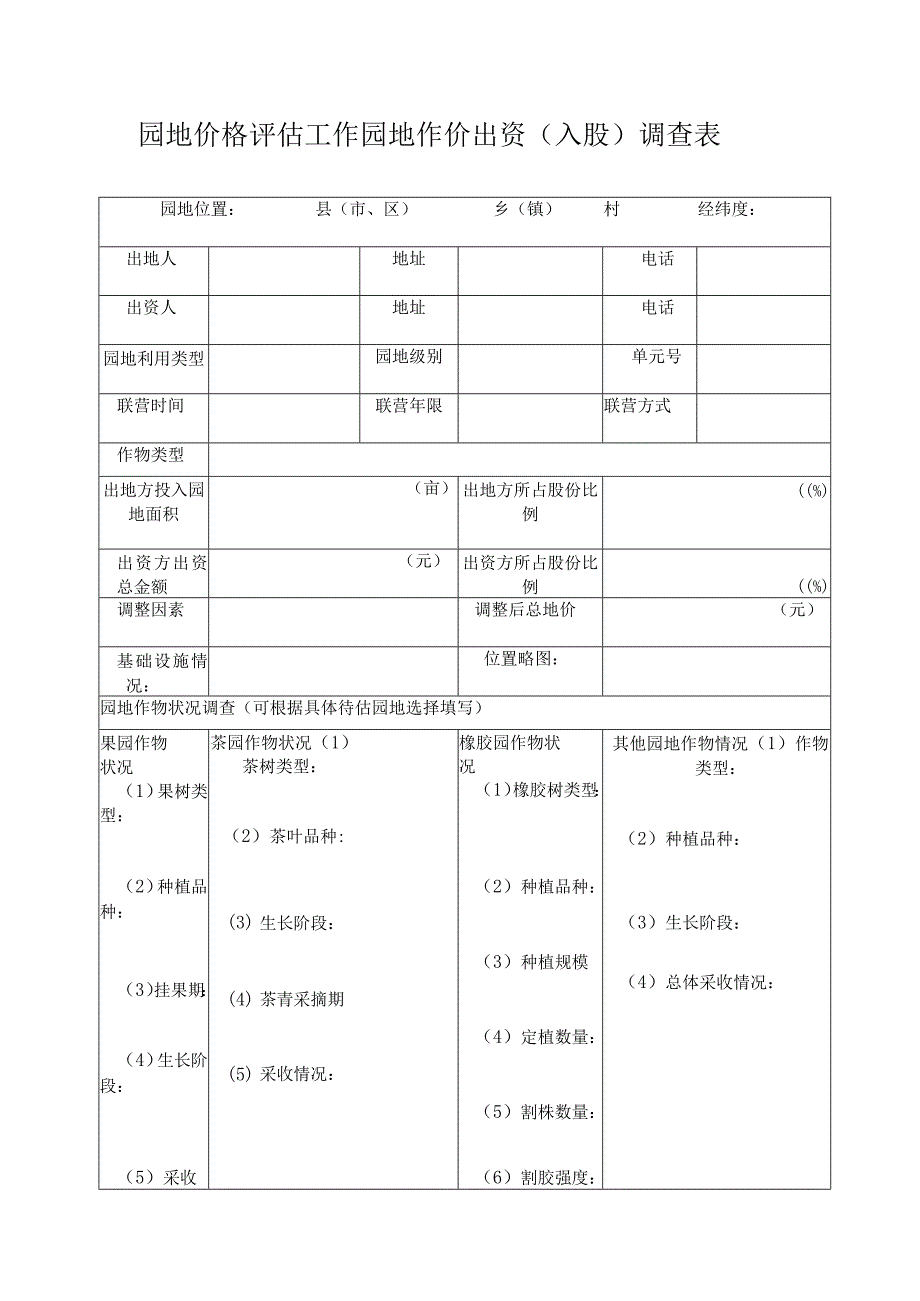 园地价格评估工作园地作价出资（入股）调查表.docx_第1页