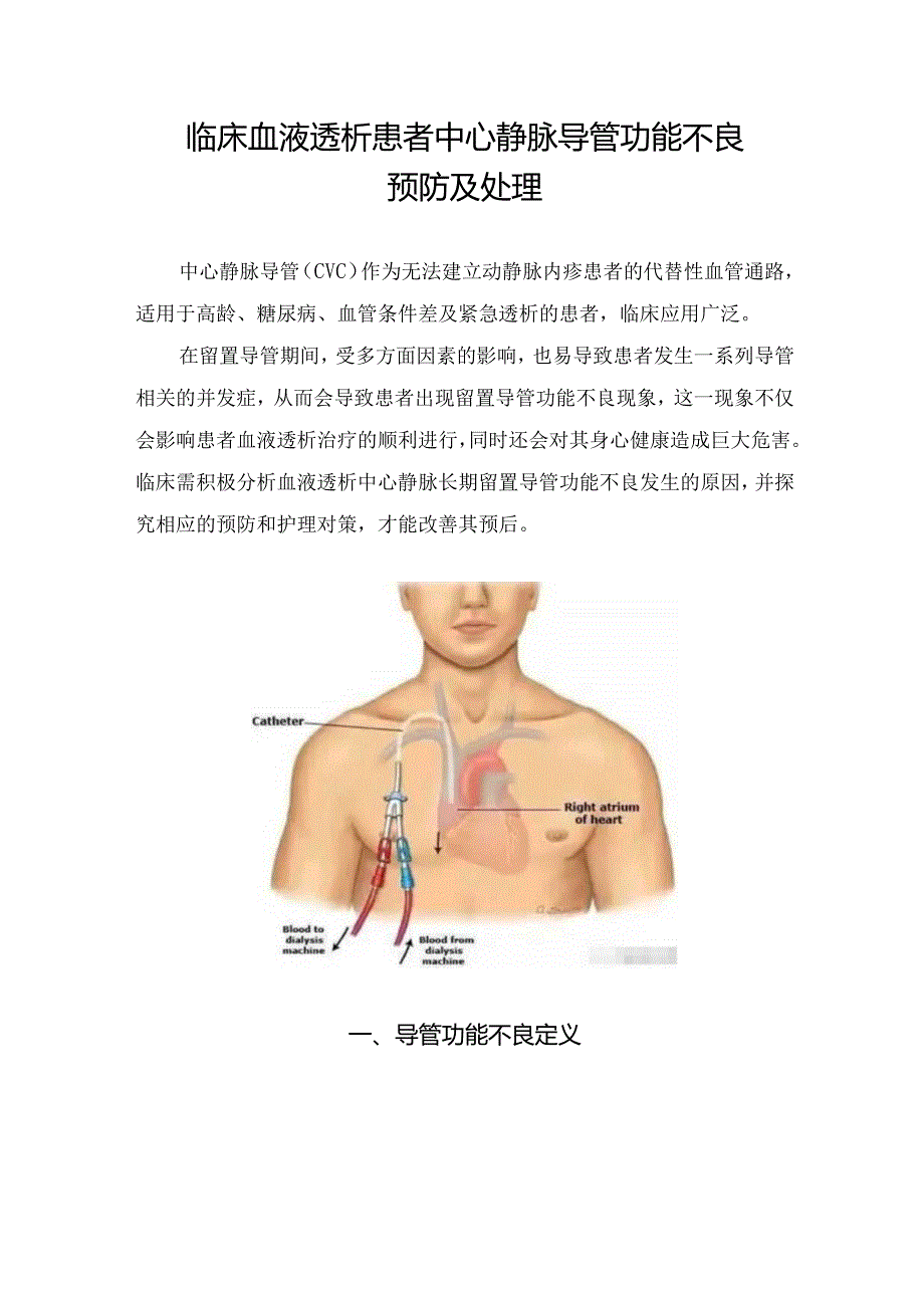 临床血液透析患者中心静脉导管功能不良预防及处理.docx_第1页