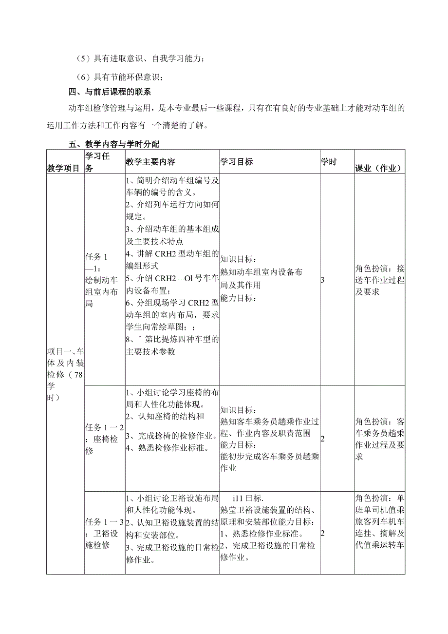 《动车组检修管理与运用》课程标准.docx_第2页