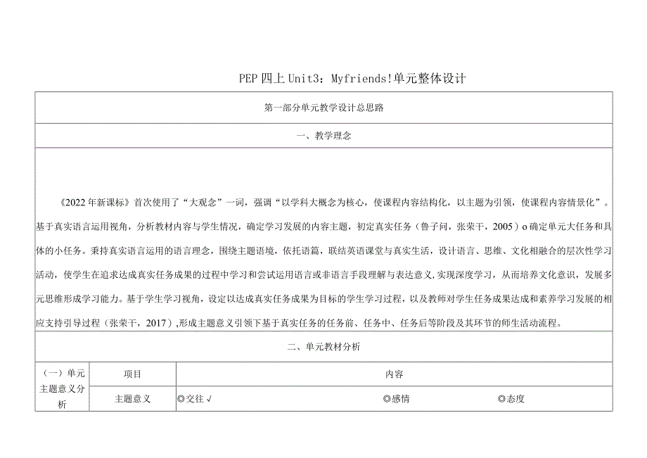 人教PEP四上大单元教学设计Unit3 My friends Part B Let’s talk.docx_第1页