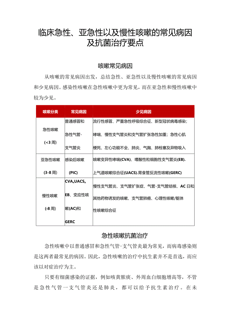 临床急性、亚急性以及慢性咳嗽的常见病因及抗菌治疗要点.docx_第1页