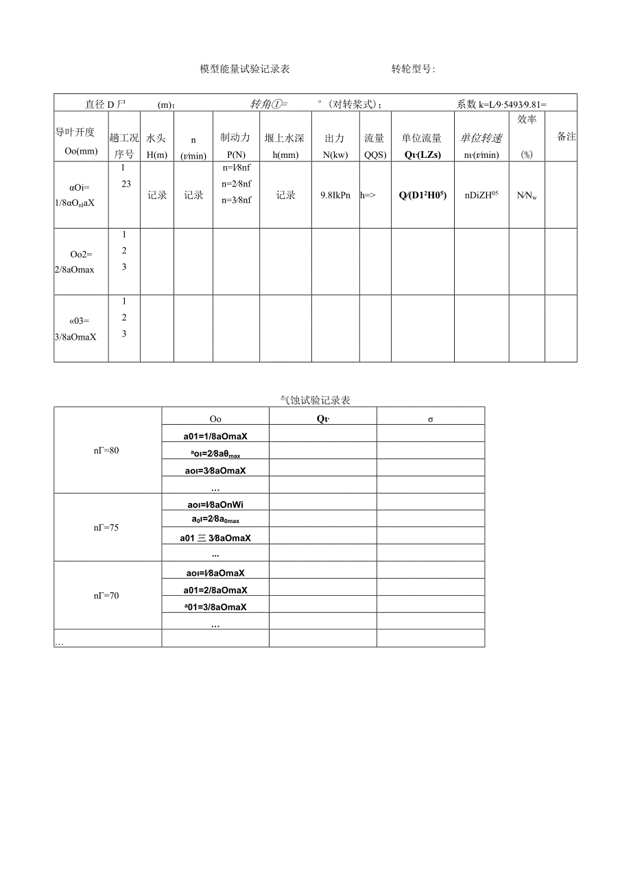 模型能量试验记录表.docx_第1页