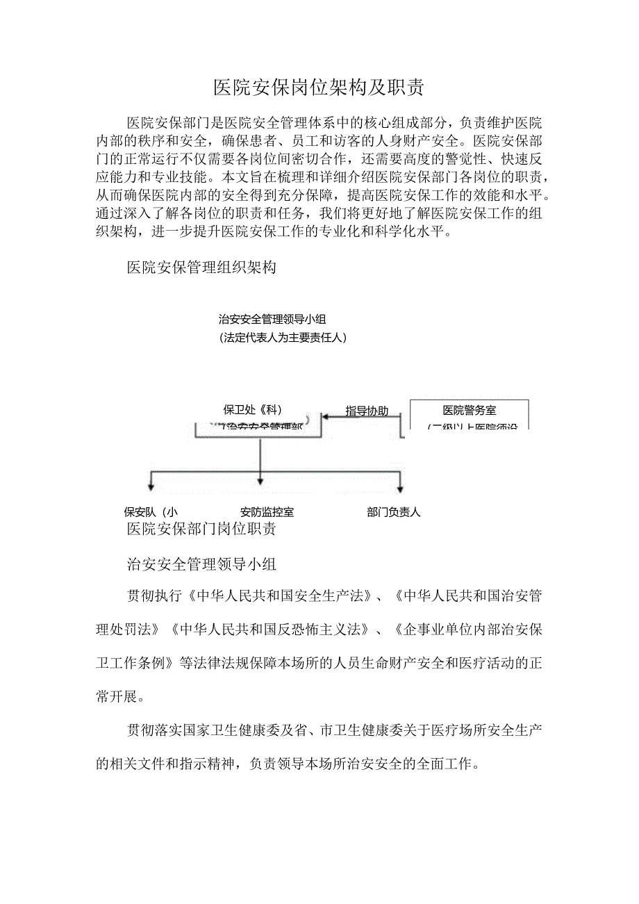 医院安保岗位架构及职责.docx_第1页