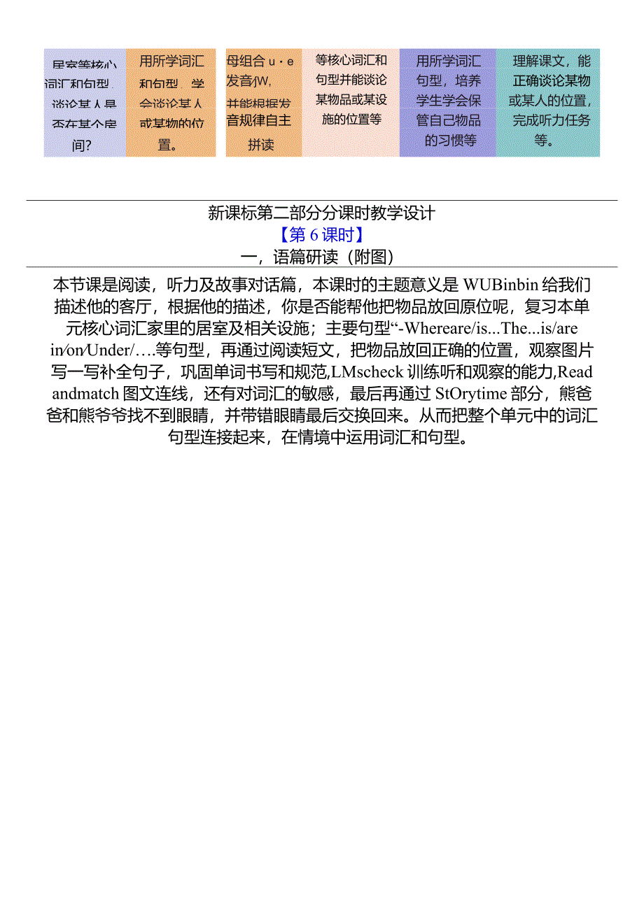 人教PEP四上大单元教学Unit 4 My home PB Read and write PC story tim教案.docx_第3页