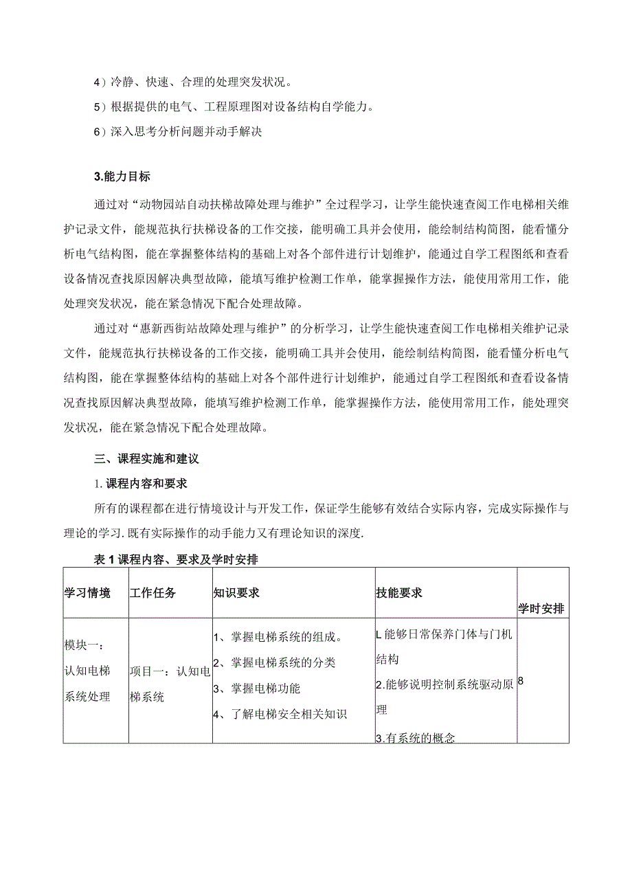 《城市轨道交通电梯系统运行与维护》课程标准.docx_第3页