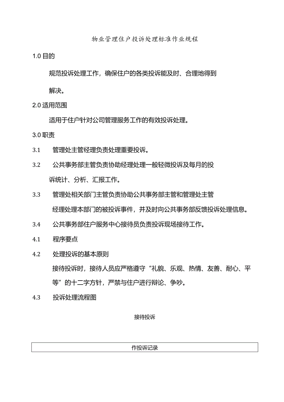 物业管理住户投诉处理标准作业规程.docx_第1页