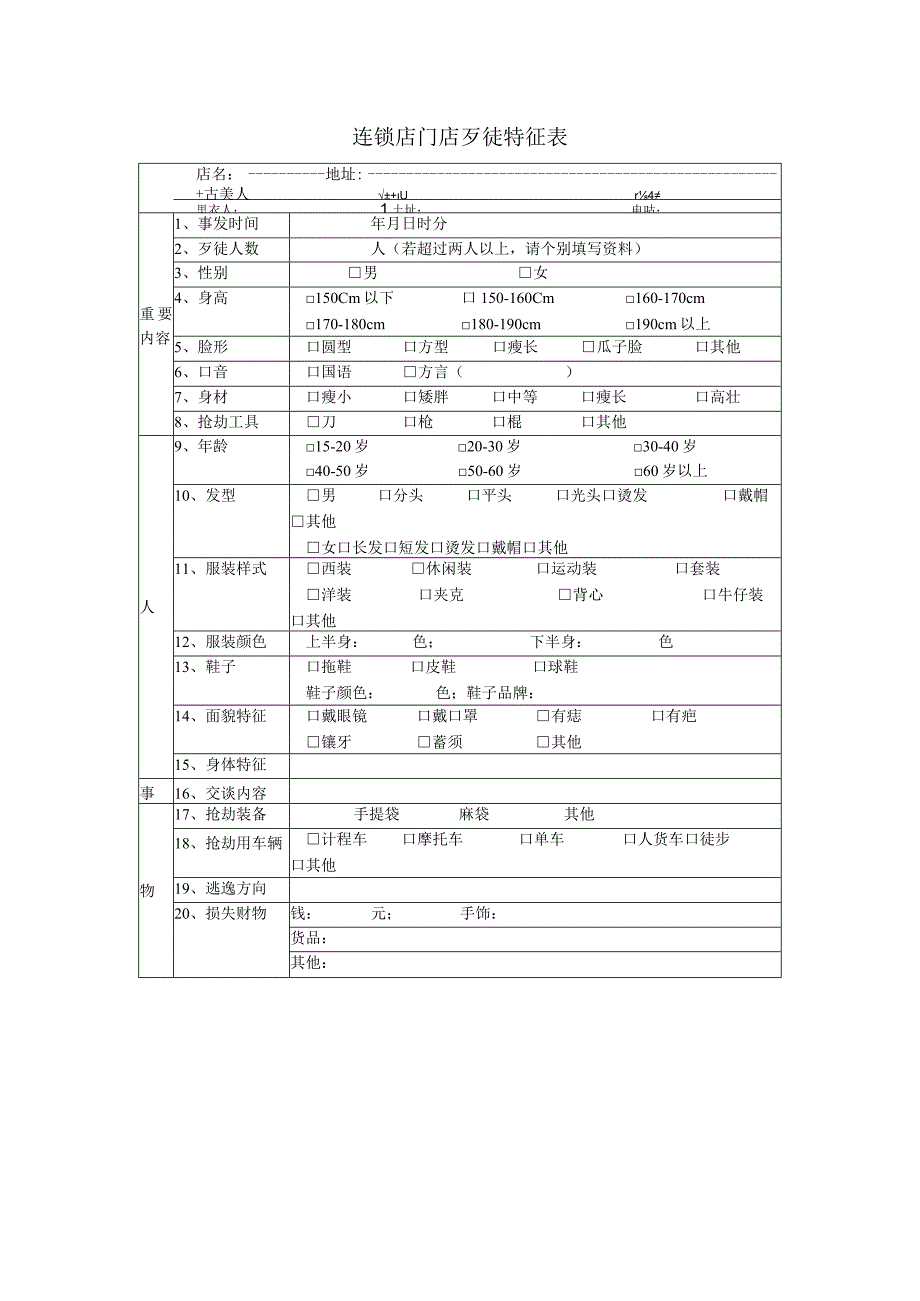 连锁店门店歹徒特征表.docx_第1页