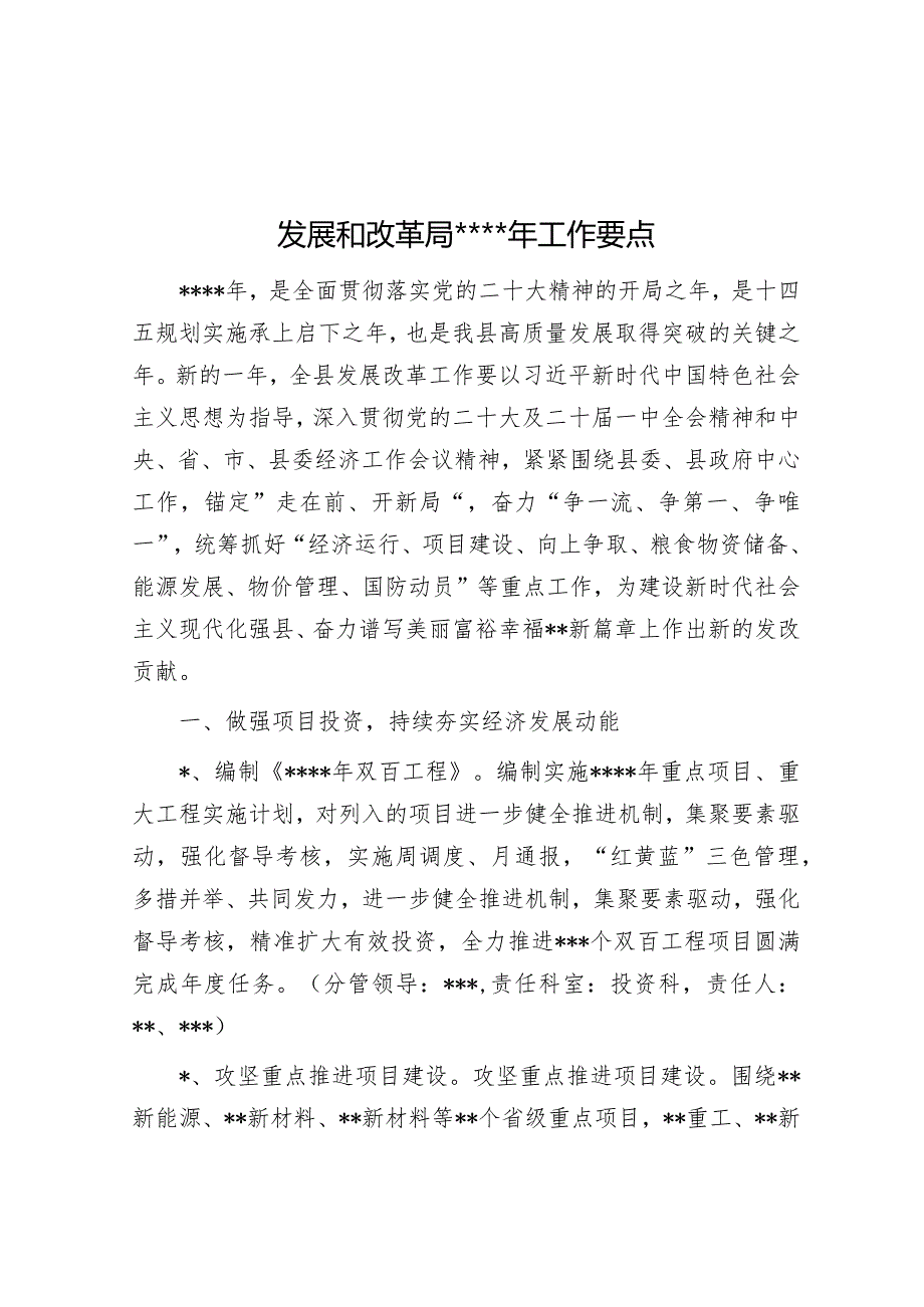 发展和改革局2023年工作要点【 】.docx_第1页