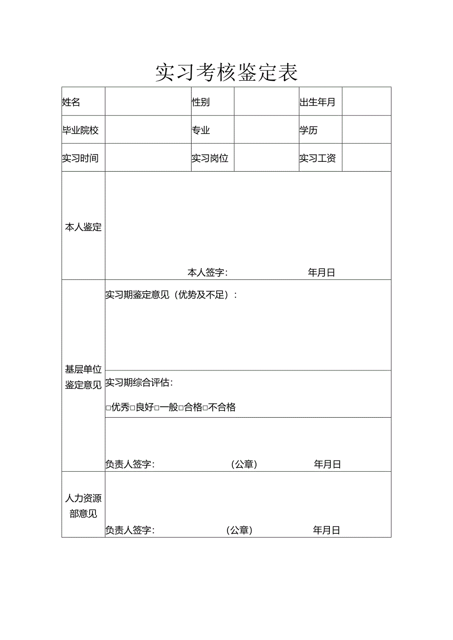 员工实习考核鉴定表.docx_第1页