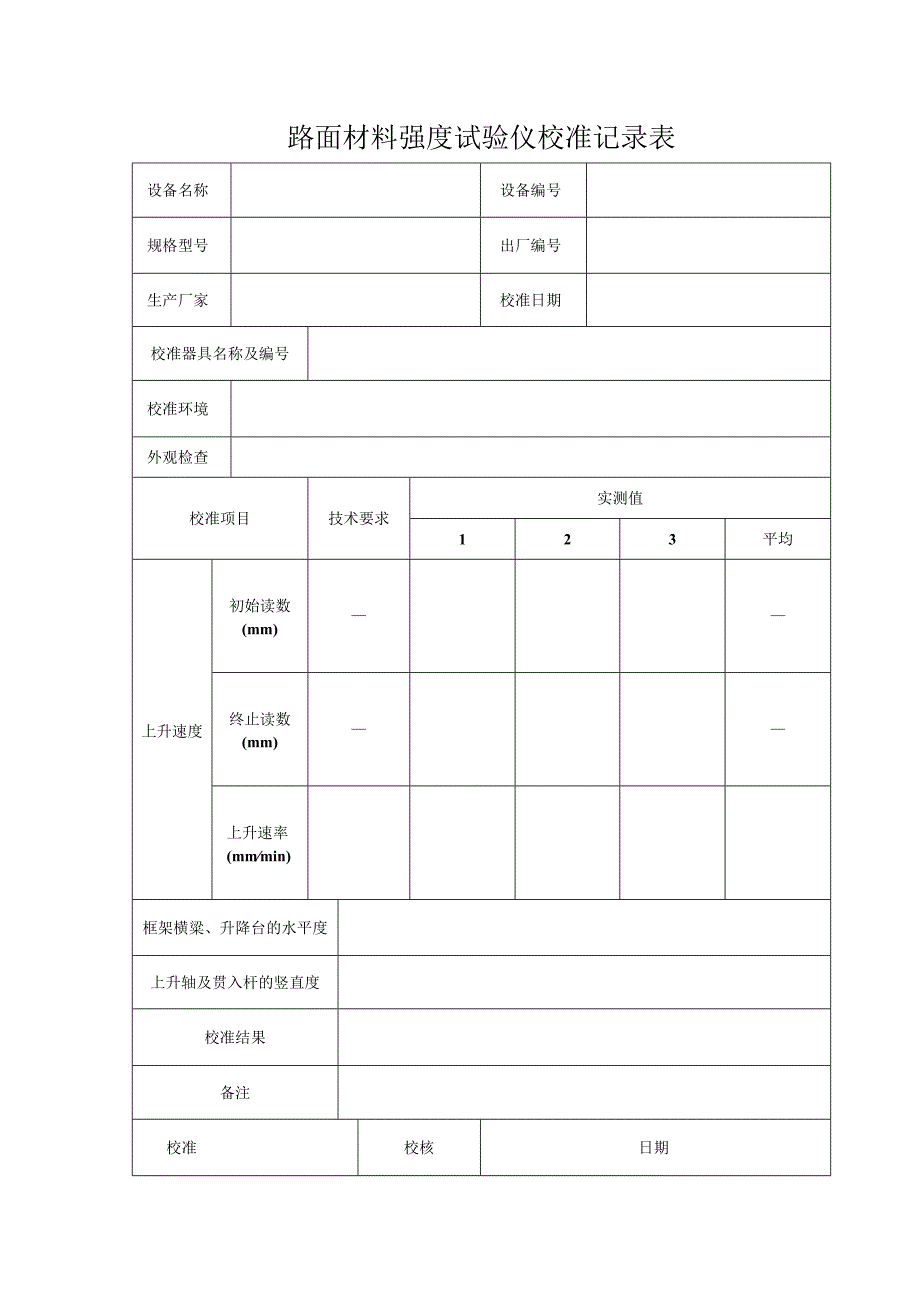 路面材料强度实验仪校准记录表.docx_第1页