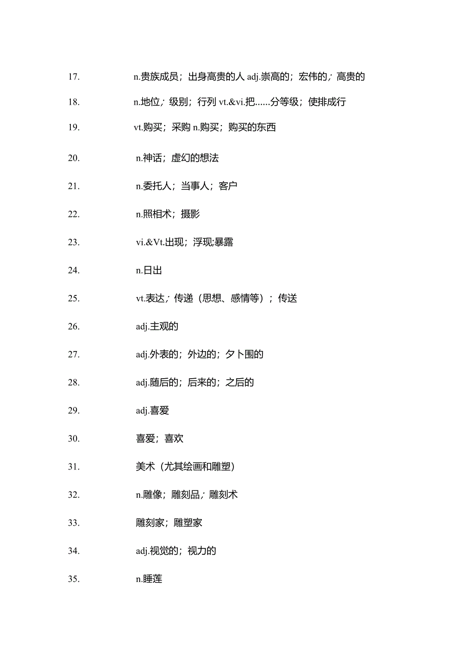 人教版（2019）选择性必修第三册Unit 1 Art 词汇复习清单（含答案）.docx_第2页