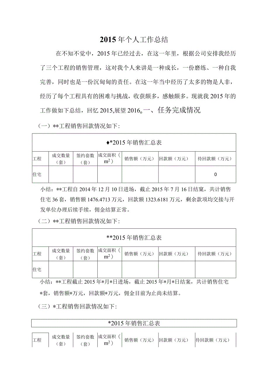 年度房地产销售经理个人工作计划的总结和计划.docx_第1页