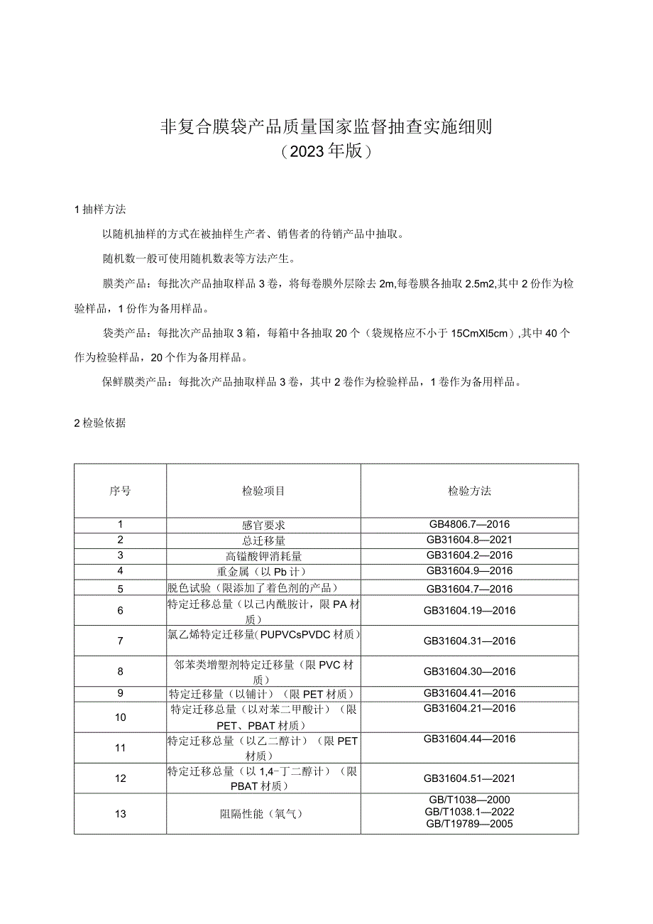 非复合膜袋产品质量国家监督抽查实施细则2023年版.docx_第1页