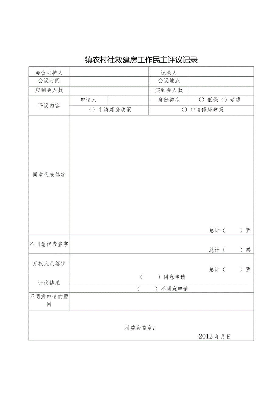 建房工作民主评议记录.docx_第1页