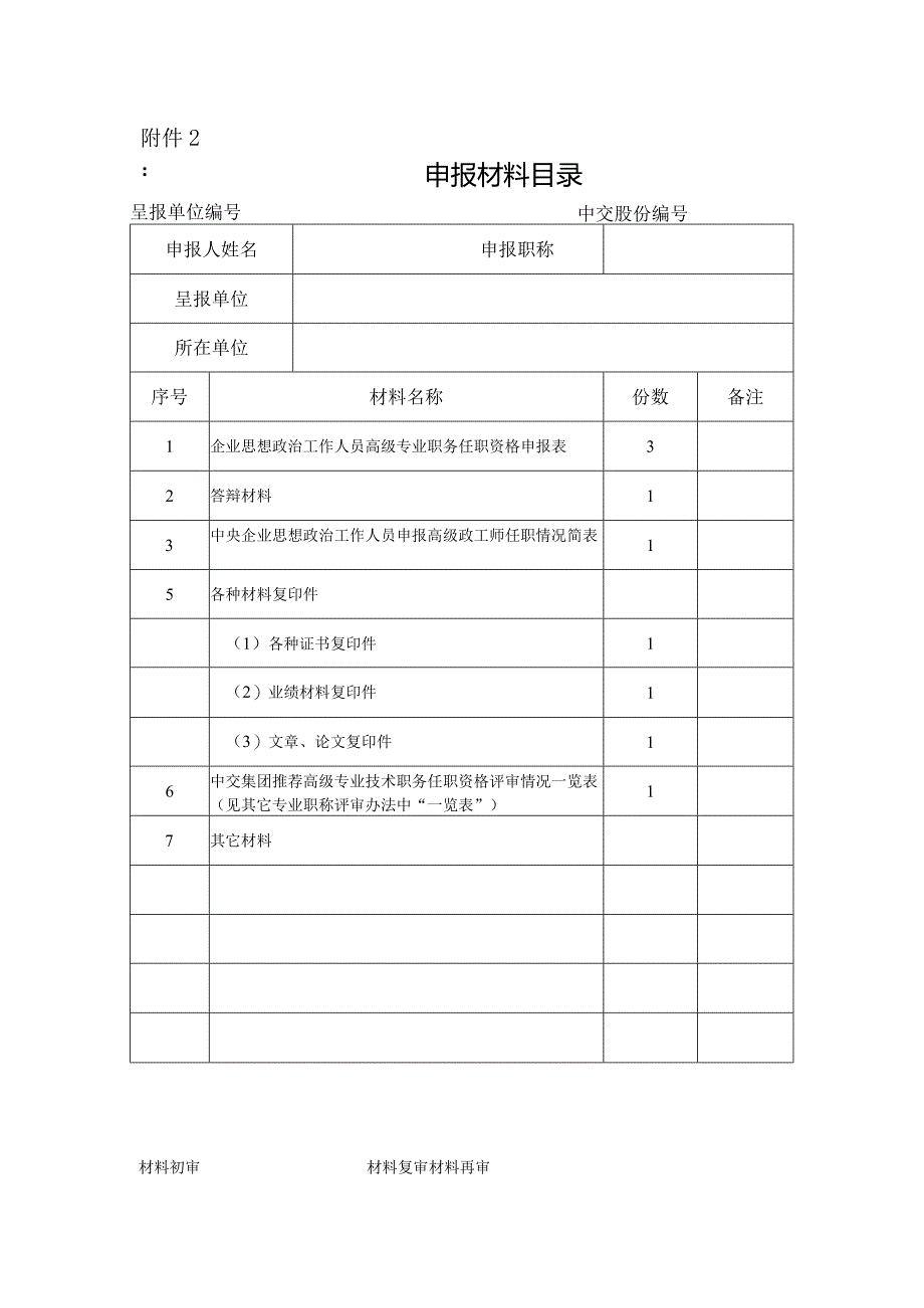 申报材料目录-高级政工师.docx_第1页