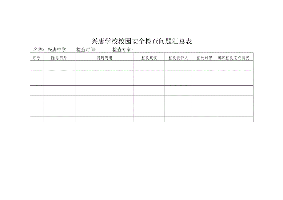 兴唐学校校园安全检查问题汇总表.docx_第1页