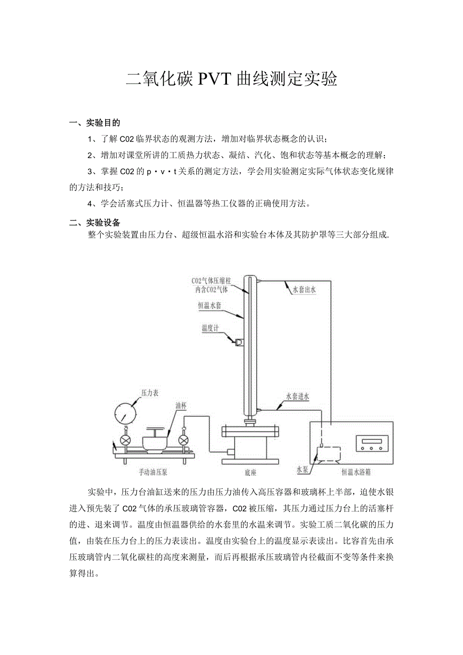 二氧化碳PVT曲线测定实验.docx_第1页