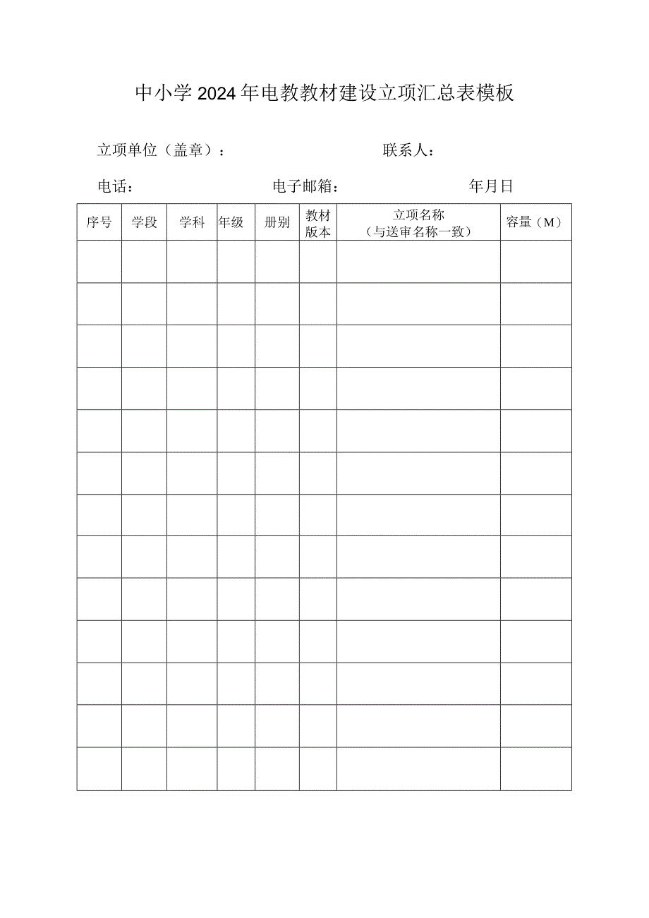 中小学2024年电教教材建设立项汇总表模板.docx_第1页