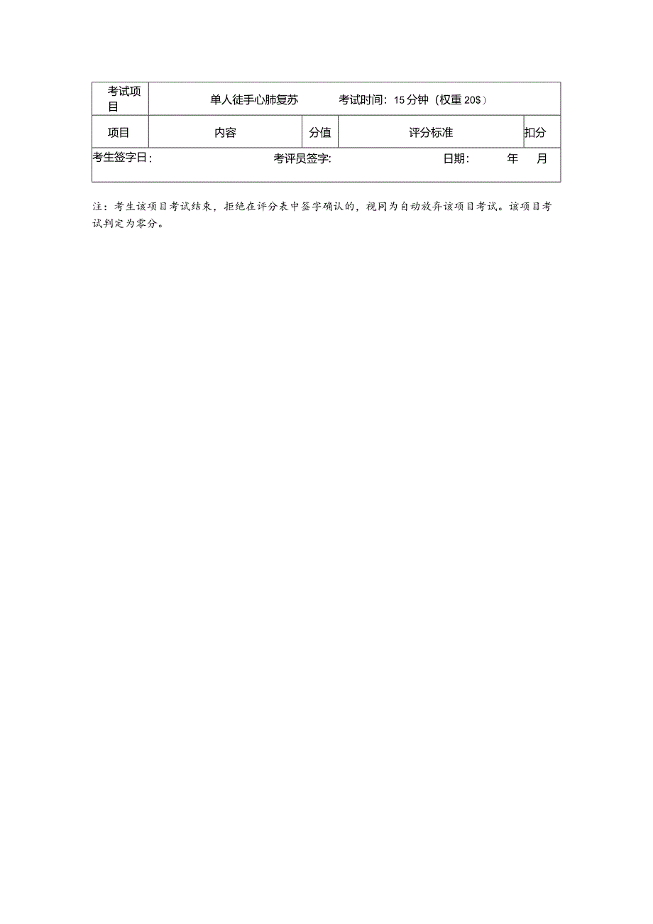 单人徒手心肺复苏操作评分表.docx_第3页