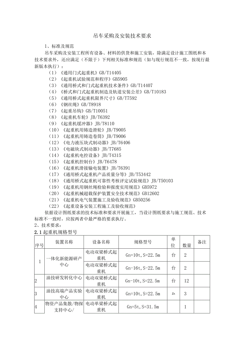 吊车采购及安装技术要求.docx_第1页