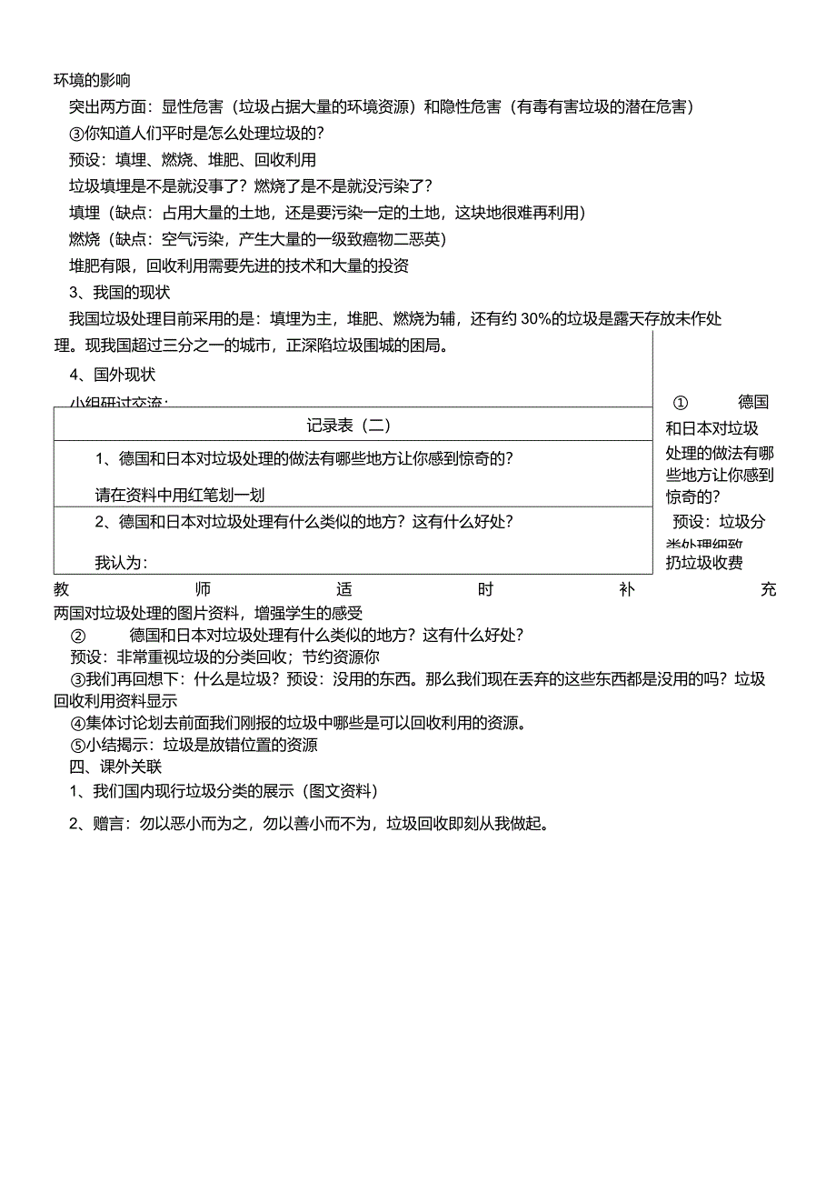 六年级下科学教案一天的垃圾_教科版.docx_第2页