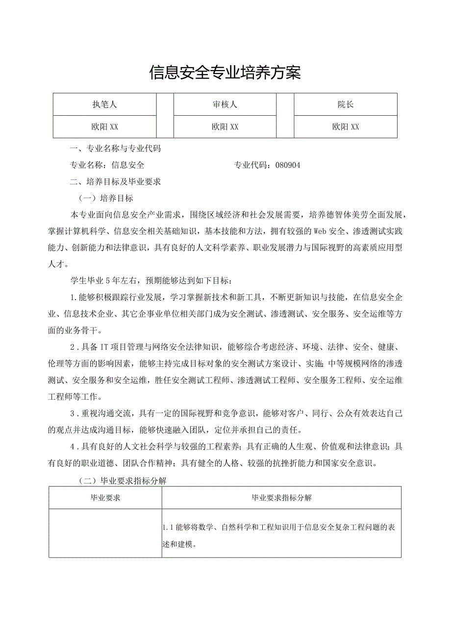 信息安全专业培养方案.docx_第1页