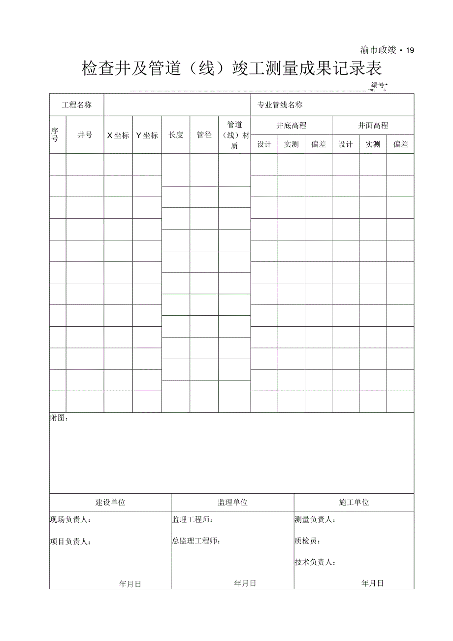 渝市政竣19检查井及管道（线）竣工测量成果记录表.docx_第1页