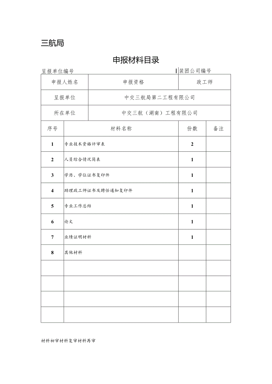 申报材料目录-政工师（湖南）.docx_第1页