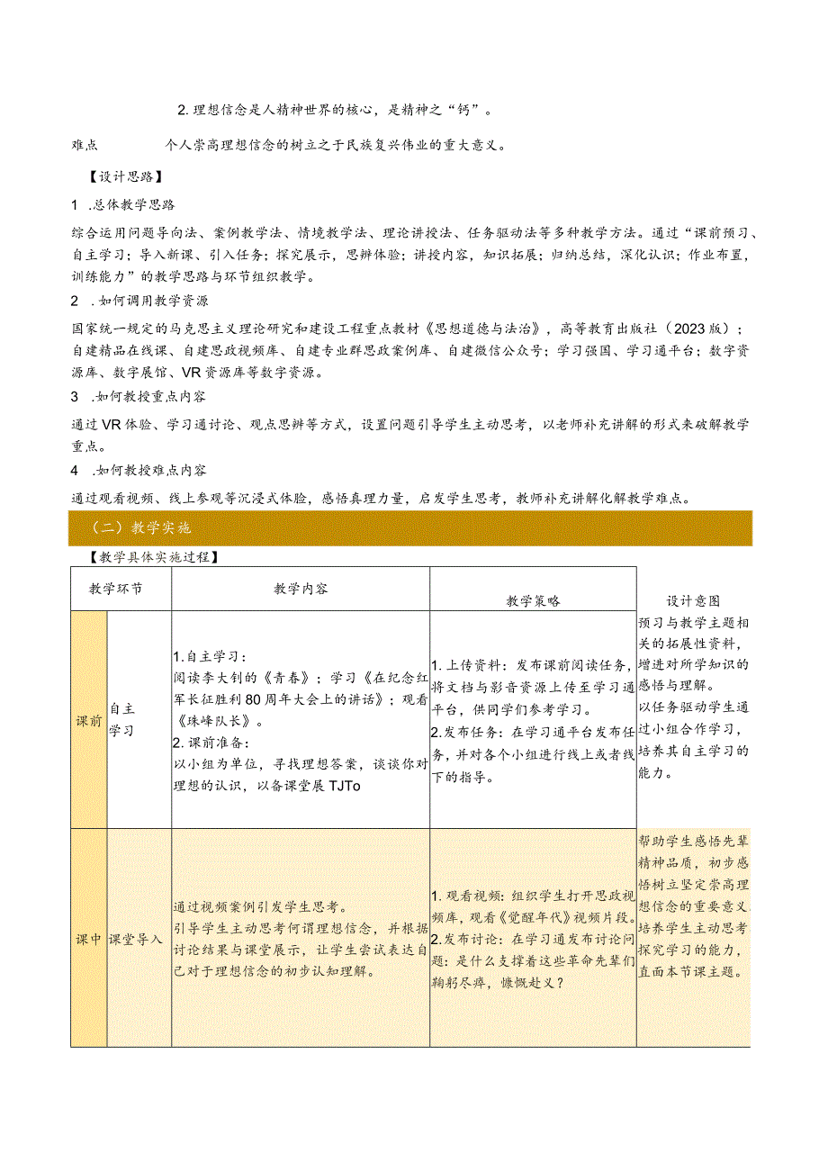 思想道德与法治 教案-教学设计 专题3第1讲 理想信念的内涵及重要性；专题3第2讲 坚定信仰信念信任信心.docx_第2页