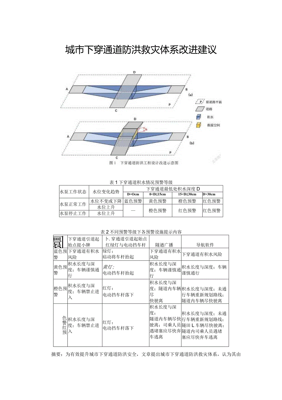 城市下穿通道防洪救灾体系改进建议.docx_第1页