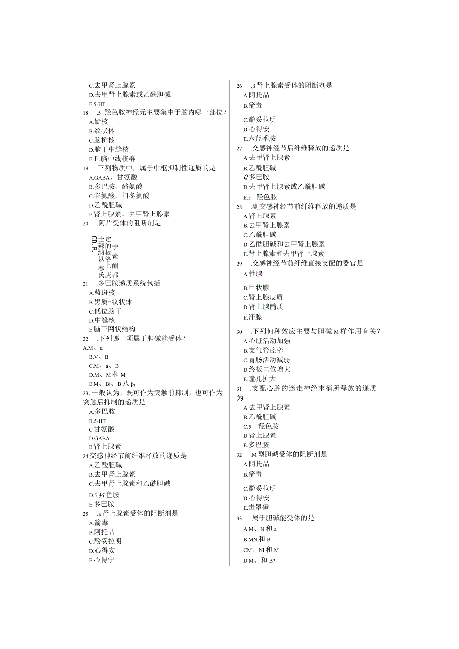 人体生理学习题：第10章 神经系统.docx_第3页