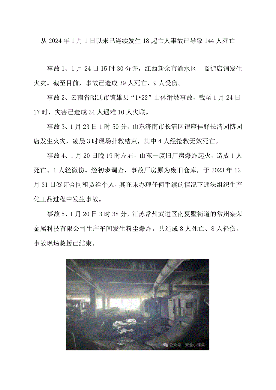 2024年元月份以来发生的事故汇总(1月24日).docx_第1页