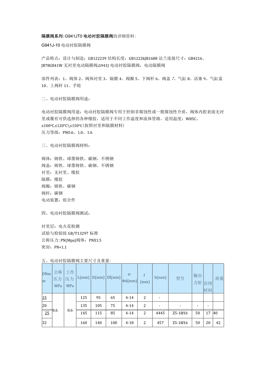 隔膜阀系列G941J-10电动衬胶隔膜阀的详细资料.docx_第1页