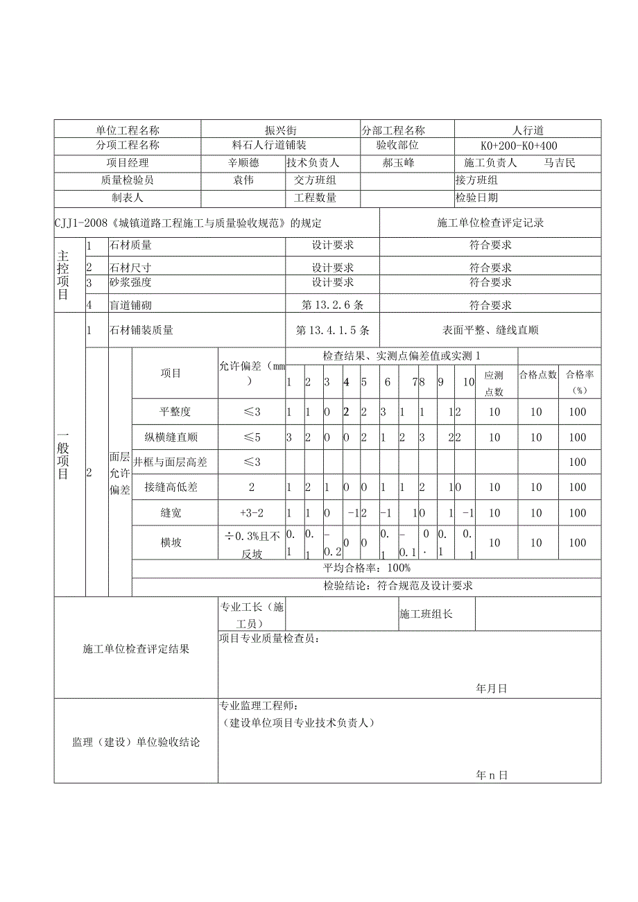 料石人行道、广场铺装工程检验批质量验收记录表.docx_第3页