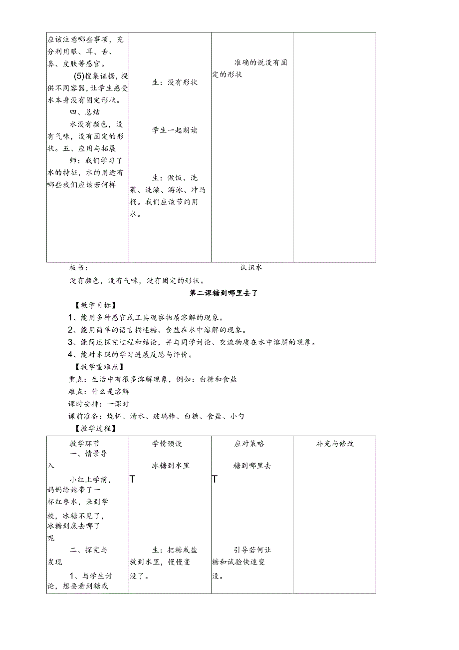 冀教版一年级科学（下册）教（学）案.docx_第2页