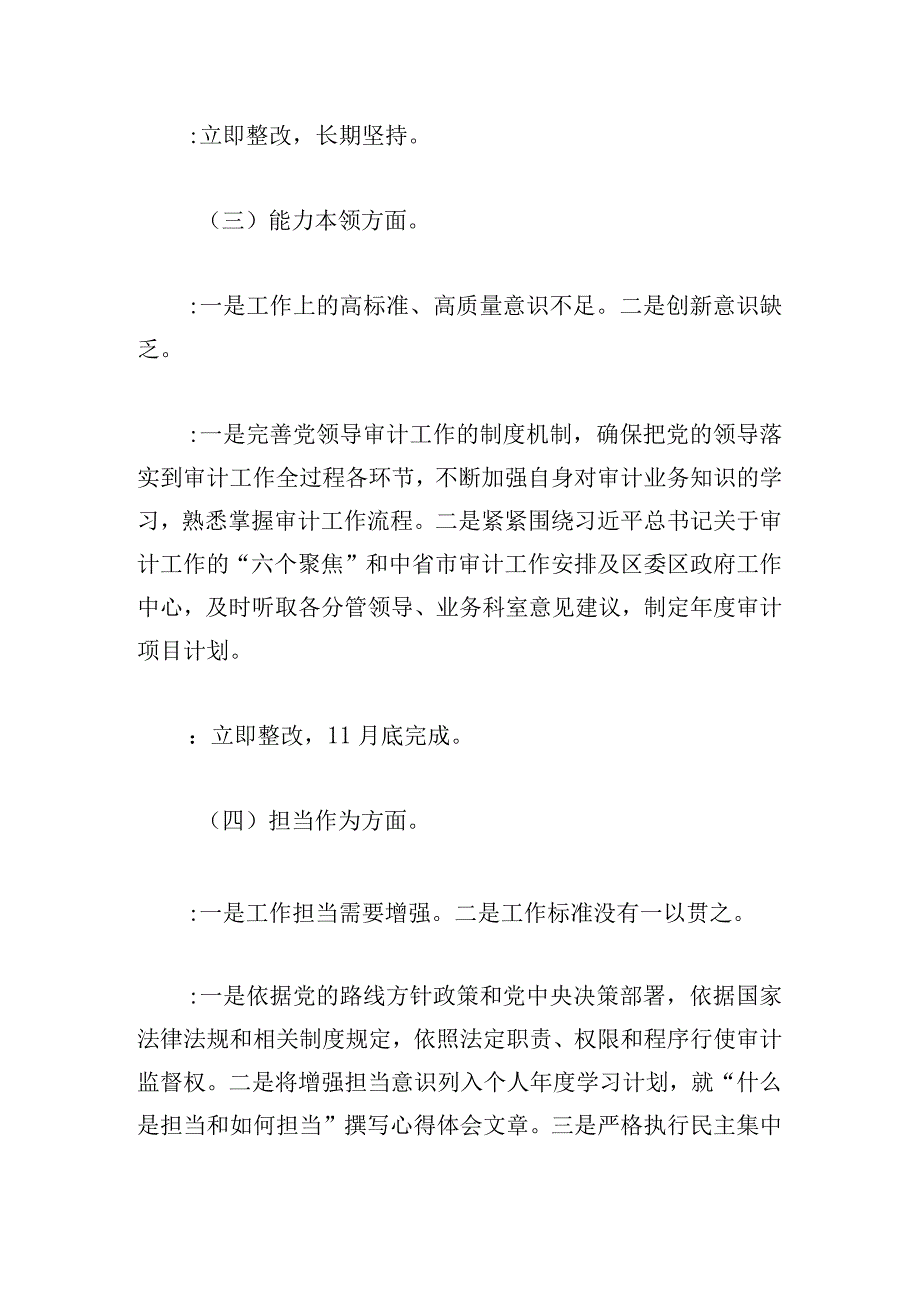 县审计局党组书记民主生活会突出问题专项整改方案.docx_第3页