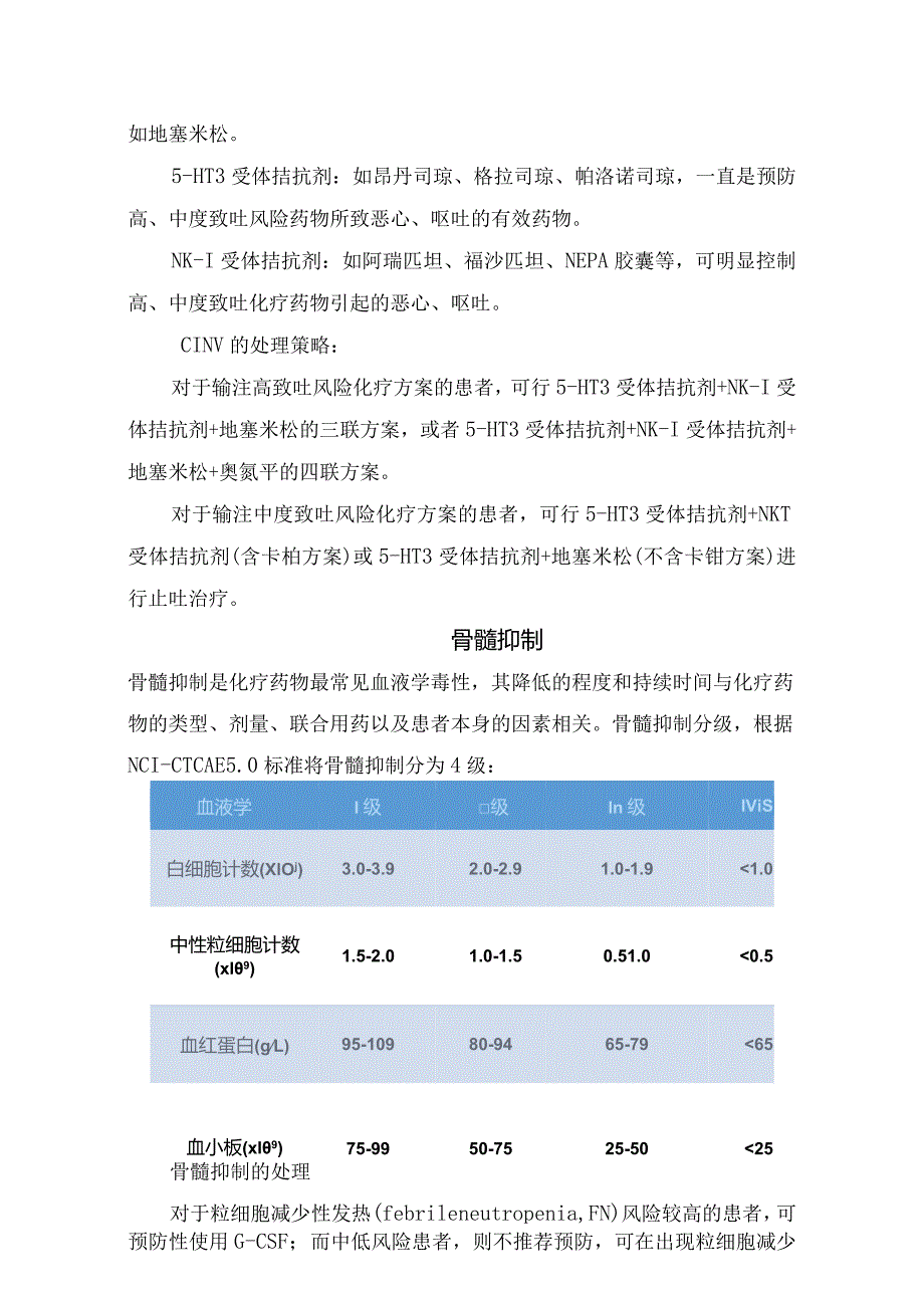 临床恶心呕吐、骨髓抑制、腹泻、周围神经毒性、脱发、心脏毒性、药物性肝损伤、肾脏毒性等风险药物、治疗药物、分级及处理策略.docx_第2页