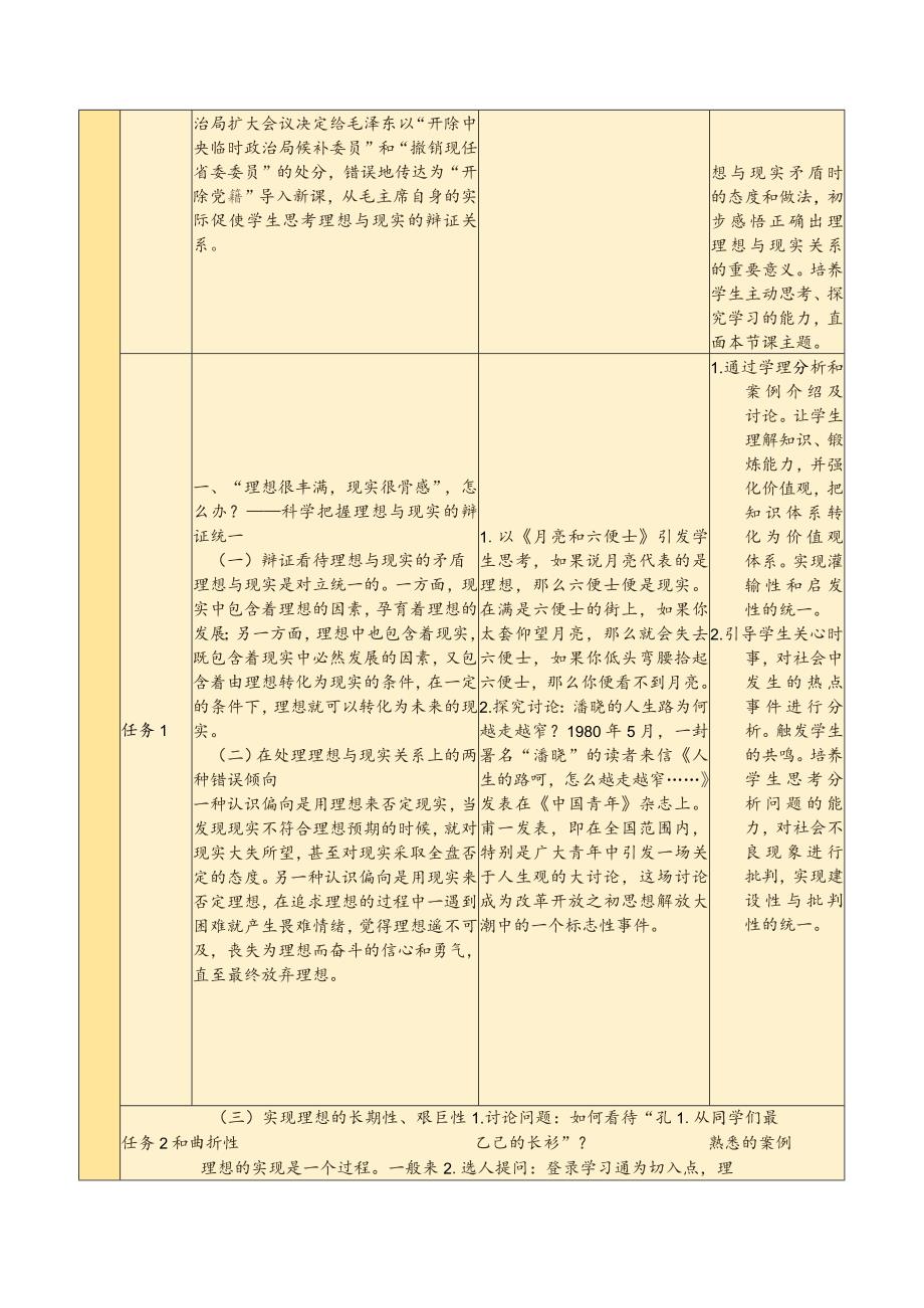 思想道德与法治 教案-教学设计 专题3第3讲 在实现中国梦的实践中放飞青春梦想；专题4第1讲中国精神是兴国强国之魂.docx_第3页