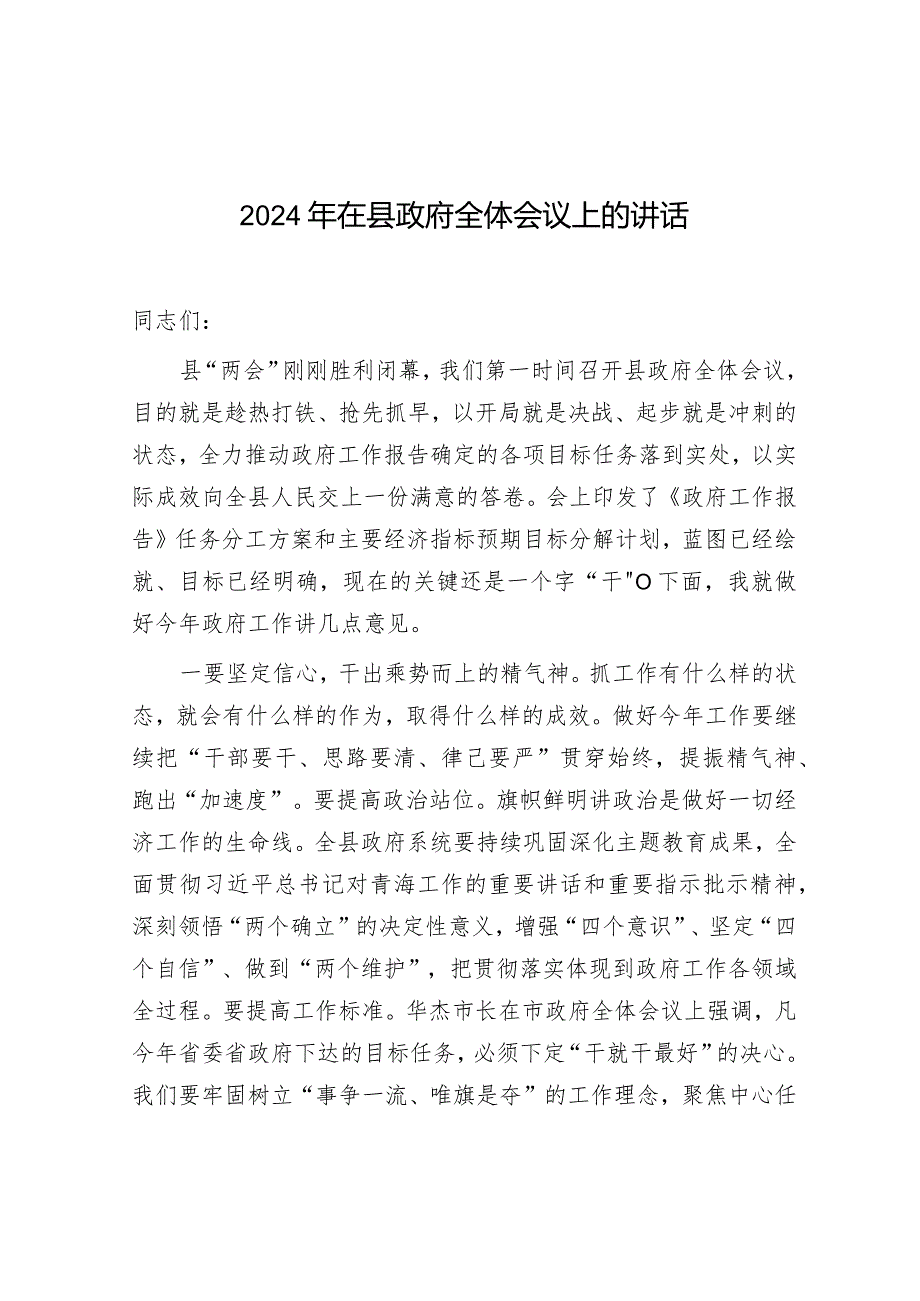 在2024年县政府全体会议上的讲话.docx_第1页