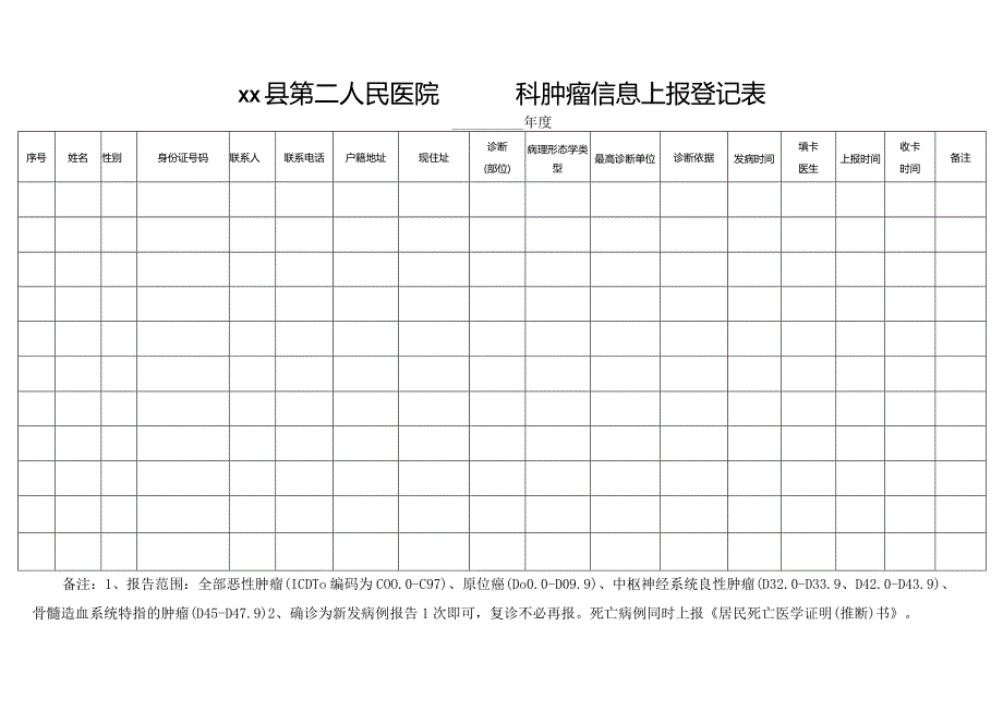 肿瘤信息报告登记表（科室）.docx_第1页