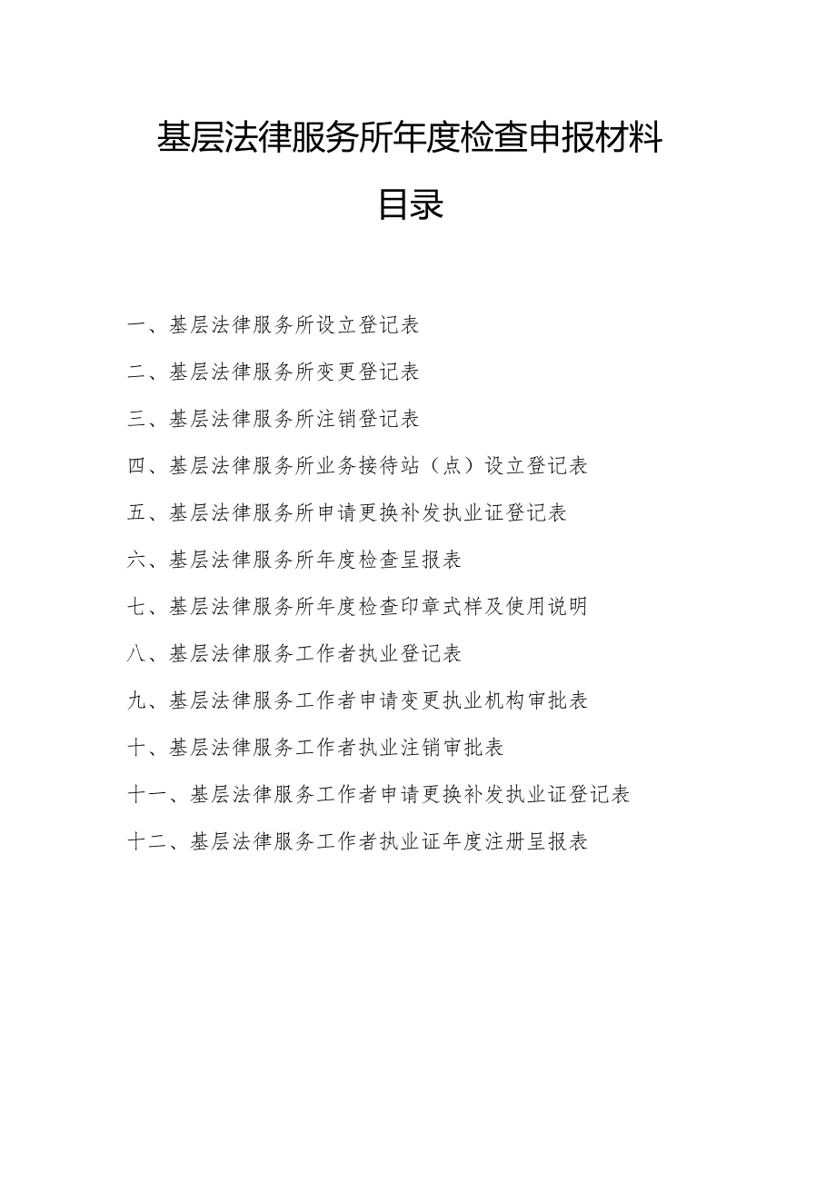 基层法律服务所年度检查申报材料目录.docx_第1页