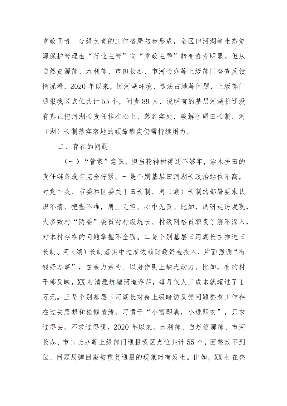 关于基层党员干部落实田长制、河（湖）长制情况的调研报告.docx_第2页