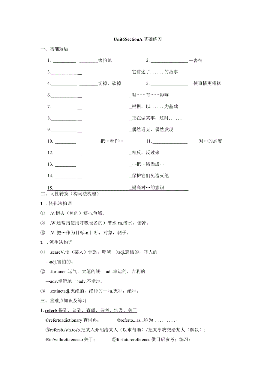 外研版（2019）必修第二册Unit 6 Earth first单词基础知识及语法练习.docx_第1页