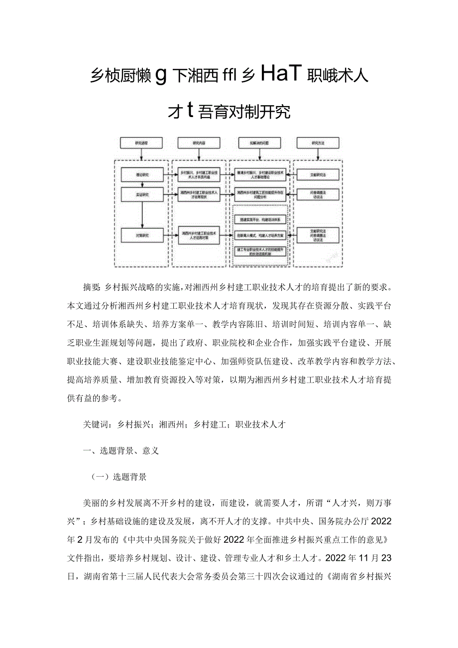 乡村振兴战略下湘西州乡村建工职业技术人才培育对策研究.docx_第1页