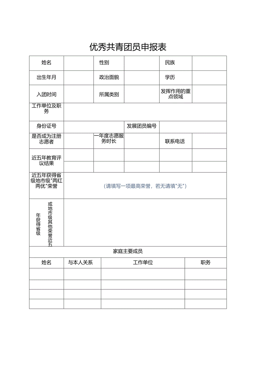 优秀共青团员申报表.docx_第1页